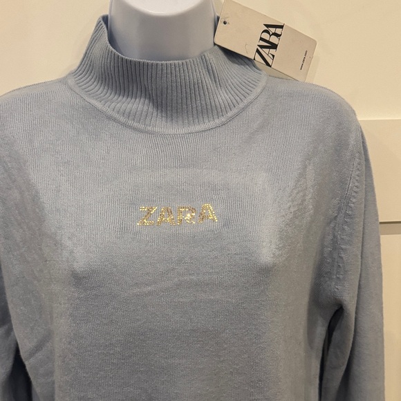 Zara Women's Soft Blue Cowl Neck Sweater - Picture 3 of 6